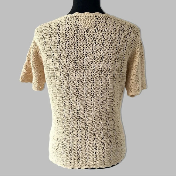 Vintage Laura Petites Crochet Knit Short Sleeve Cardigan Made  in Korea - Picture 3 of 11